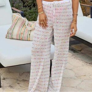 South Beach White Knit Sequin Pants